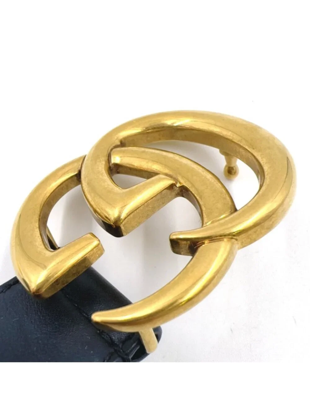 Gucci GG Marmont Leather Black Belt Gold